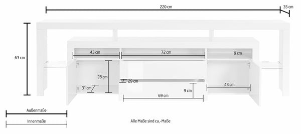 TV Stand Rosario - White High Gloss / White High Gloss