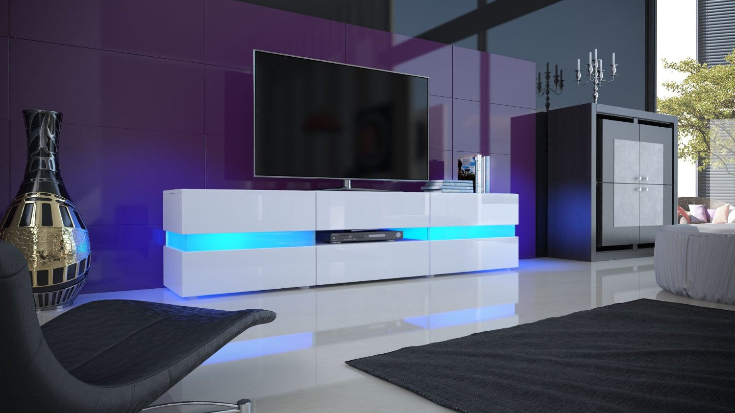 Large white high gloss tv unit deals