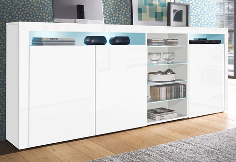 Highboard "Santa Fe" in White High Gloss / White High Gloss