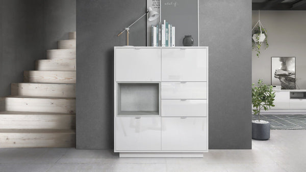 Highboard "Metro" in White High Gloss