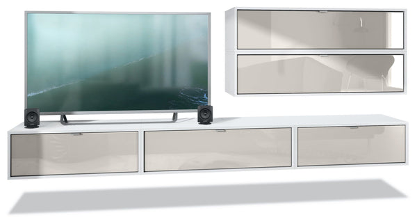 Wall Unit "Lana V3" with White Body + Various Color Fronts