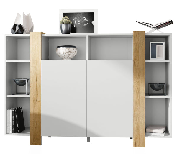 Modern Highboard "Ida" in White Matt + Various Color Boarder