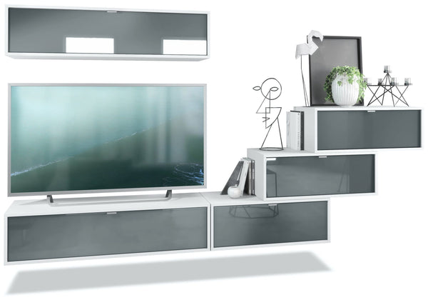 Wall Unit "Lana V1" with White Body + Various Color Fronts