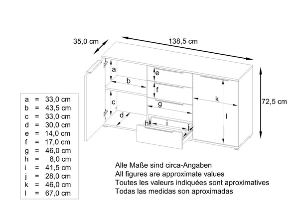 Sideboard "Linio V1" in White Matt / White High Gloss