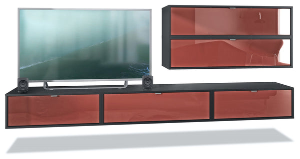Wall Unit "Lana V3" with Black Body + Various Color Fronts