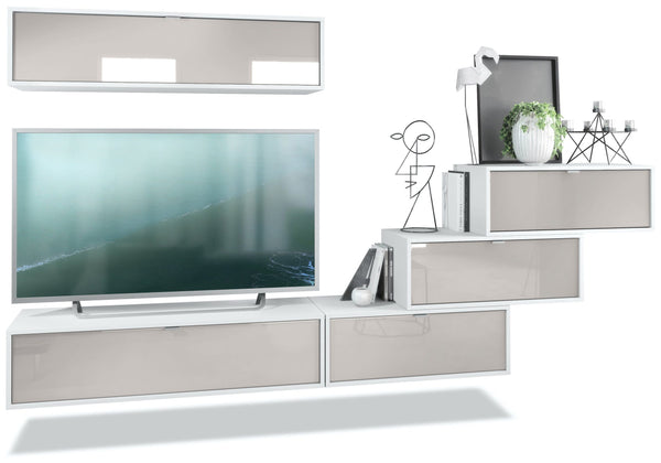 Wall Unit "Lana V1" with White Body + Various Color Fronts