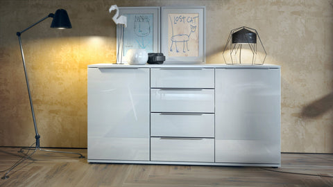 Sideboard "Linio V1" in White Matt / White High Gloss