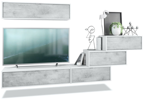 Wall Unit "Lana V1" with White Body + Various Color Fronts