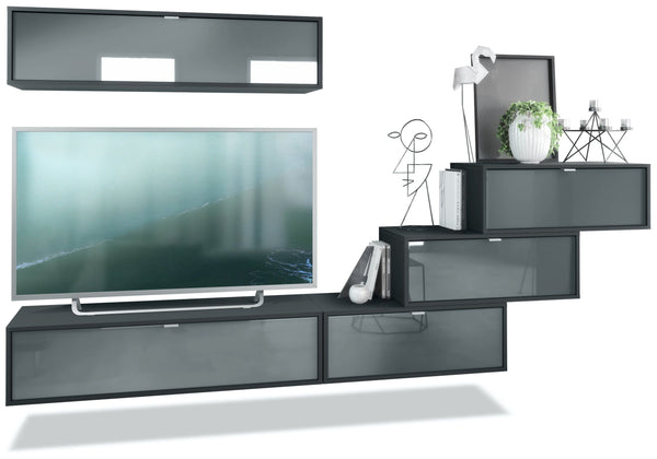 Wall Unit "Lana V1" with Black Body + Various Color Fronts
