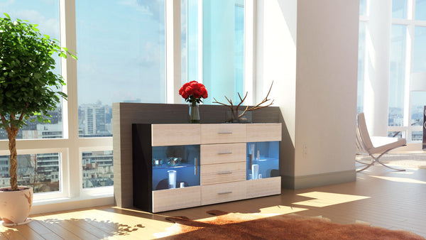 Sideboard "Bari" - in Black Matt / Various Front Colors