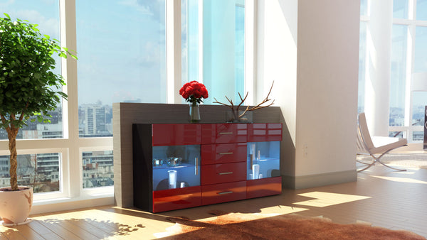 Sideboard "Bari" - in Black Matt / Various Front Colors
