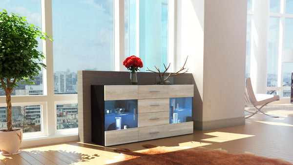 Sideboard "Bari" - in Black Matt / Various Front Colors