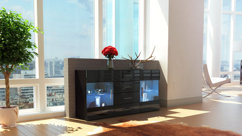 Sideboard "Bari" - in Black Matt / Various Front Colors