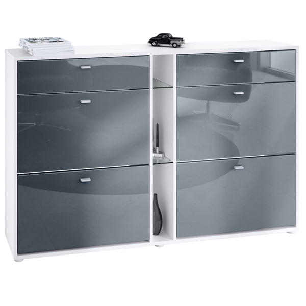 Shoe Cabinet Today in White with different color Fronts