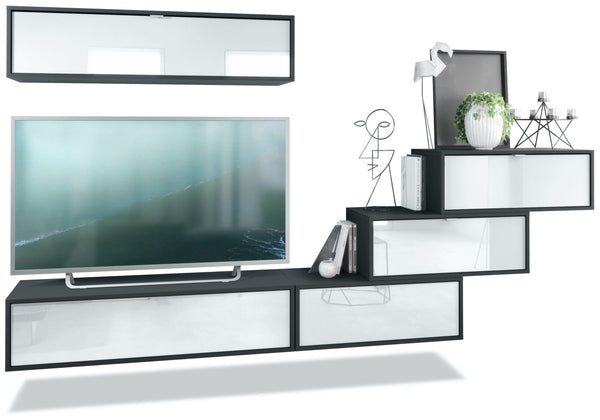 Wall Unit "Lana V1" with Black Body + Various Color Fronts