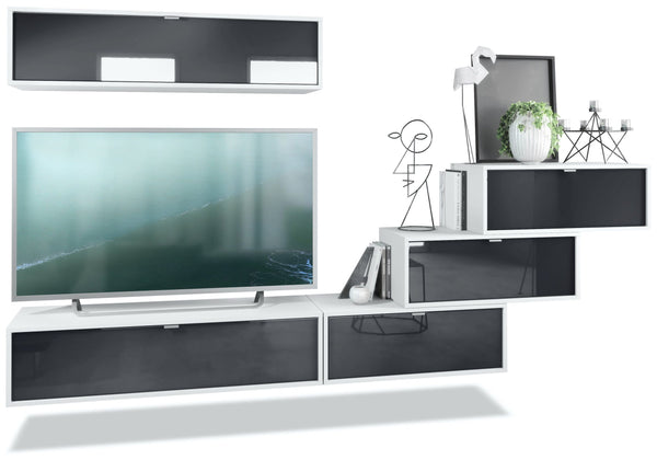 Wall Unit "Lana V1" with White Body + Various Color Fronts
