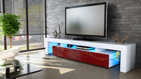 TV Stand "Lima V2" - White High Gloss /  Various Color Front Color