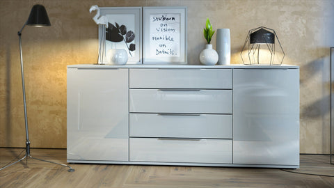 Sideboard "Linio V2" in White Matt / White High Gloss