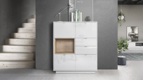 Highboard "Metro" in White High Gloss