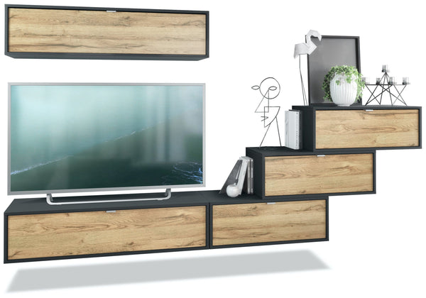 Wall Unit "Lana V1" with Black Body + Various Color Fronts