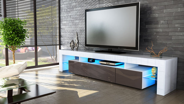 TV Stand "Lima V2" - White High Gloss /  Various Color Front Color