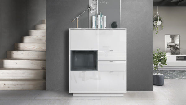 Highboard "Metro" in White High Gloss