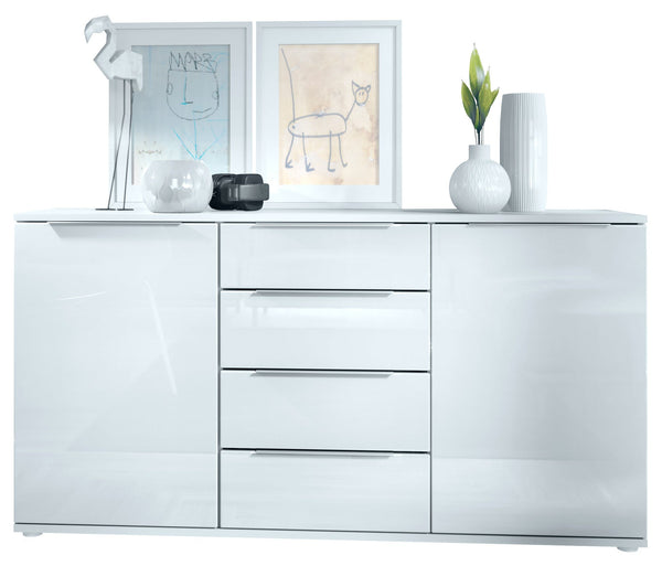 Sideboard "Linio V1" in White Matt / White High Gloss