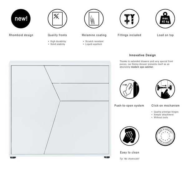 Storage Unit "Benny" - in Black / Various Front Colors