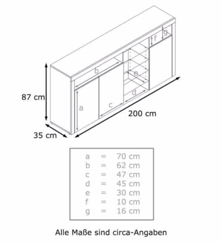 Highboard "Santa Fe" in White High Gloss / White High Gloss