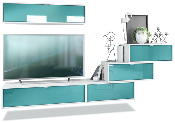 Wall Unit "Lana V1" with White Body + Various Color Fronts