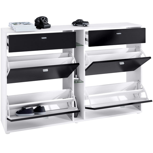 Shoe Cabinet Today in White with different color Fronts