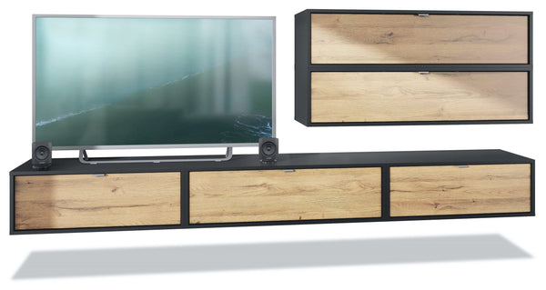 Wall Unit "Lana V3" with Black Body + Various Color Fronts