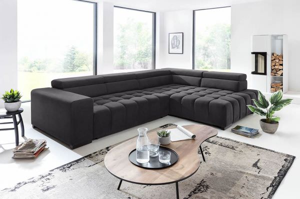 Sectional "Elias" in Fabric + Bed Function