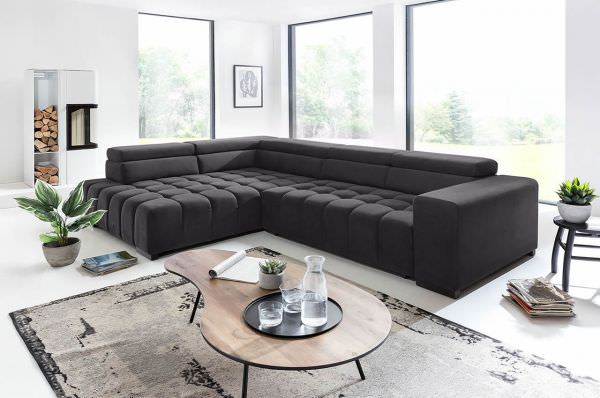 Sectional "Elias" in Fabric + Bed Function