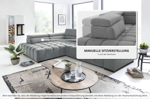 Sectional "Elias" in Fabric + Bed Function