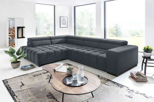 Sectional "Elias" in Fabric + Bed Function