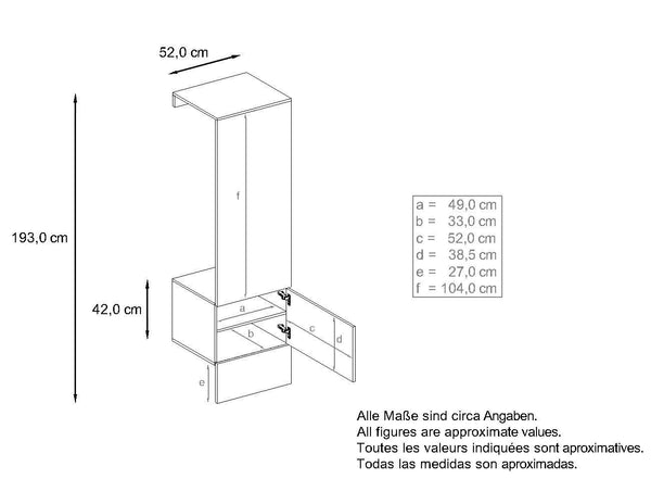 OPEN BOX - Wardrobe Carlton in Wood Colors