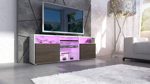 TV Stand "Granada"- White High Gloss / Various Color Fronts
