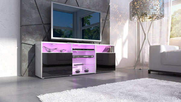 TV Stand "Granada"- White High Gloss / Various Color Fronts