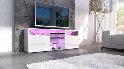 TV Stand "Granada"- White High Gloss / Various Color Fronts