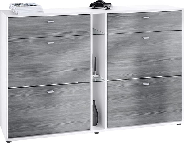 Shoe Cabinet Today in White with different color Fronts