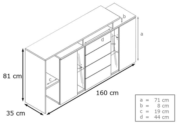 Sideboard "Lissabon" in White Matt / Different Front Colors