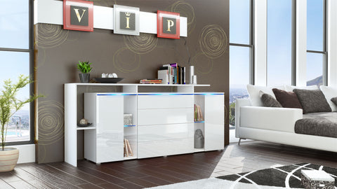 Sideboard "Lissabon V2" in White Matt / White High Gloss