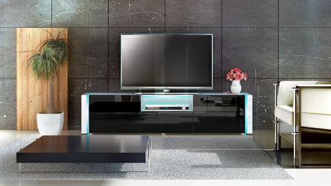 TV Stand Marino - White HG / Black High Gloss