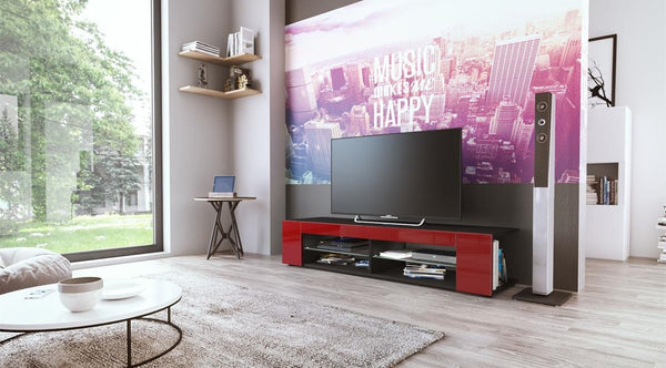 TV Stand "Movie" in Black Matt / Various Color Fronts