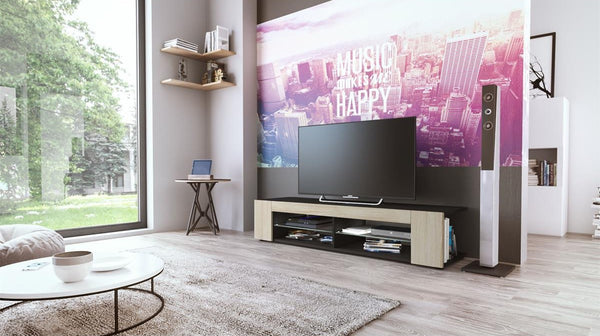 TV Stand "Movie" in Black Matt / Various Color Fronts