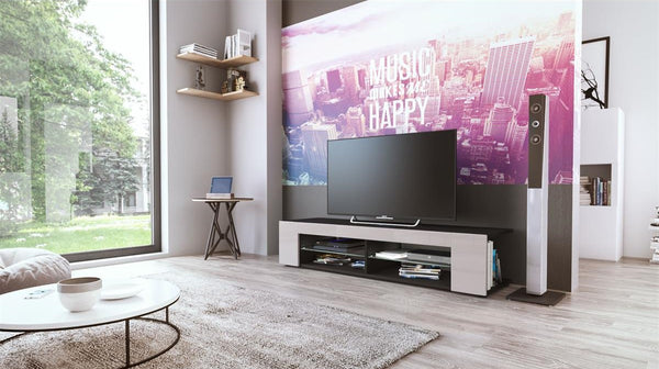 TV Stand "Movie" in Black Matt / Various Color Fronts