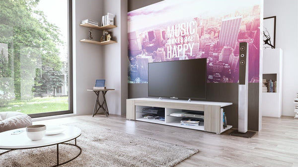 TV Stand "Movie" in White Matt / Various Color Fronts