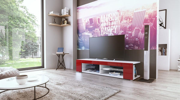 TV Stand "Movie" in White Matt / Various Color Fronts