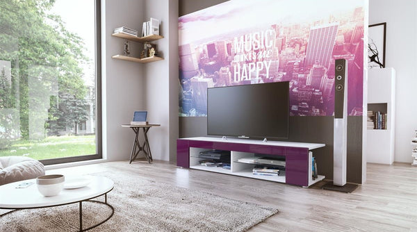 TV Stand "Movie" in White Matt / Various Color Fronts